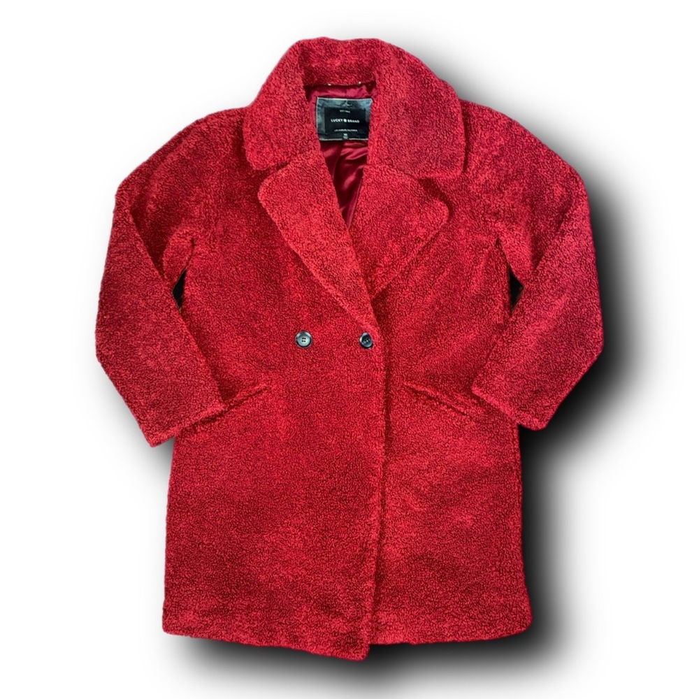 Lucky Brand Faux Fur Teddy Coat Fun Retro Funky Vibes - Picture 1 of 4